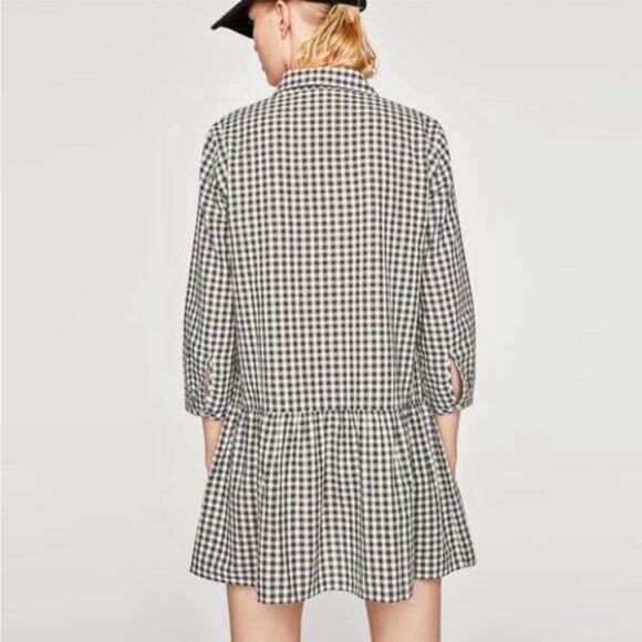Zara Checkered and Floral Embroidery Mini Dress - Picture 2 of 8